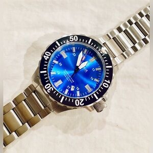 * SOLD * Automatic Deep Blue DayNight 45 Tritdiver T-100 500m Dive Watch